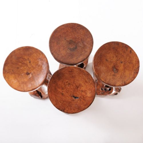 A 20TH CENTURY OLIVE WOOD ROOT TABLE STOOL SET - ADDITIONAL PHOTO 8