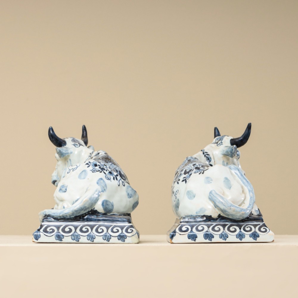 A Pair of 18th Century Delft Cows figurines View VII