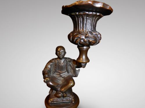 PAIR OF REGENCY PATINATED BRONZE CANDLESTICKS - ADDITIONAL PHOTO 1