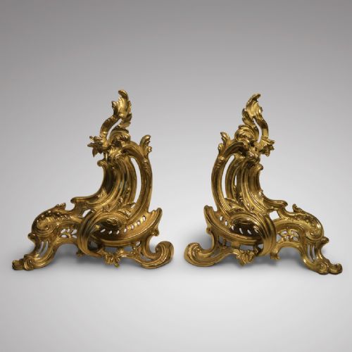 Pair of 19th Century French Ormolu Chenets