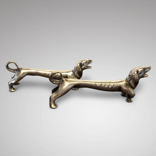 Art Deco Silvered Bronze Dachshund Knife Rests