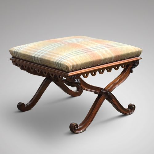 fig 1. 19th Century Mahogany Upholstered Foot Stool