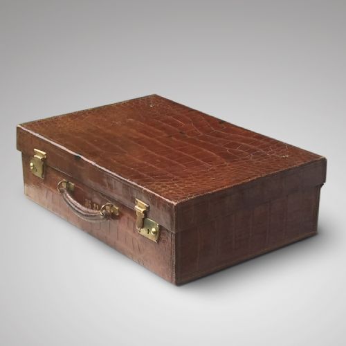Early 20th Century Crocodile Skin Suitcase