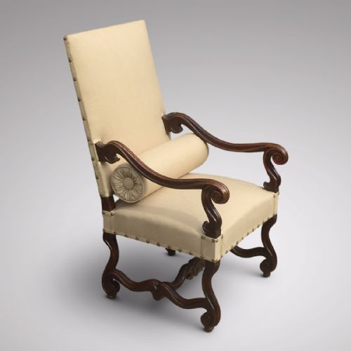 19th Century Carved Open Armchair