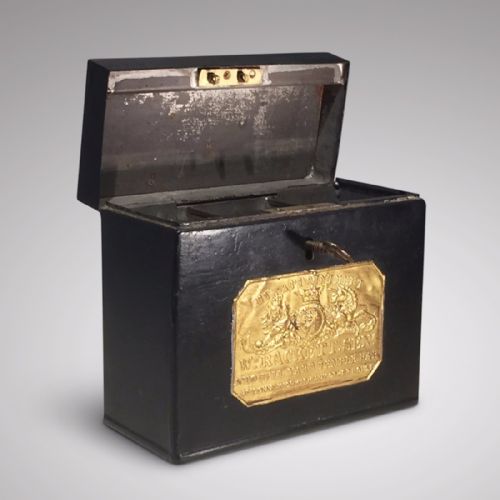Victorian Tin Box with Hinged Lid
