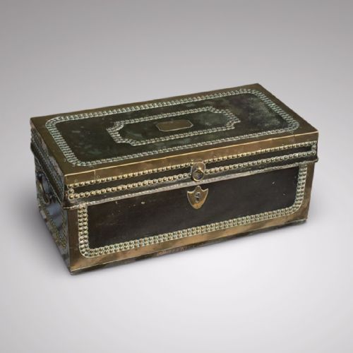 REGENCY LEATHER COVERED CAMPHOR CAMPAIGN CHEST