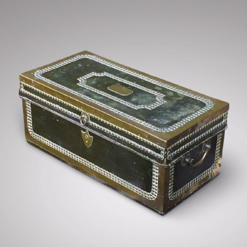 REGENCY LEATHER COVERED CAMPHOR CAMPAIGN CHEST - ADDITIONAL PHOTO 1