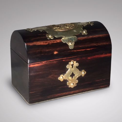 19th Century Coromandel Wood Domed Top Tea Caddy
