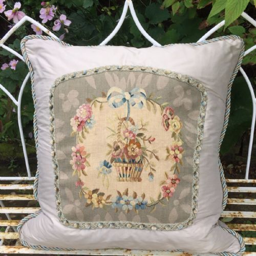 Over Size Needlework and Silk Cushion