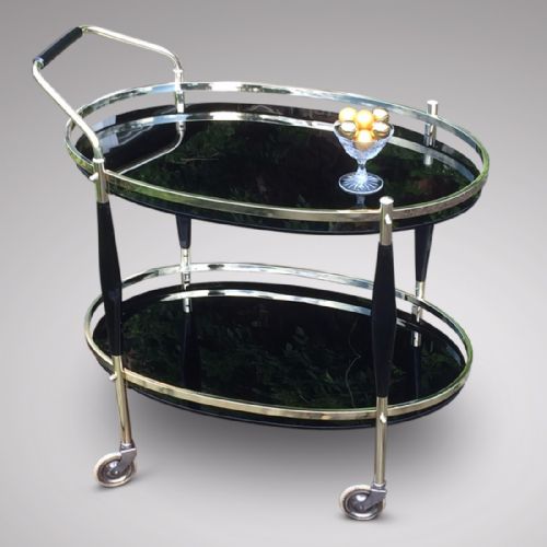Art Deco Oval Drinks Trolley/bar Cart