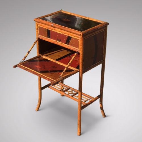 19th Century Lacquered Bamboo Sewing Table