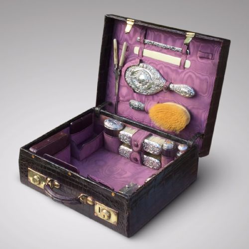fig 2. Edwardian Dressing Case in Purple Crocodile Leather
