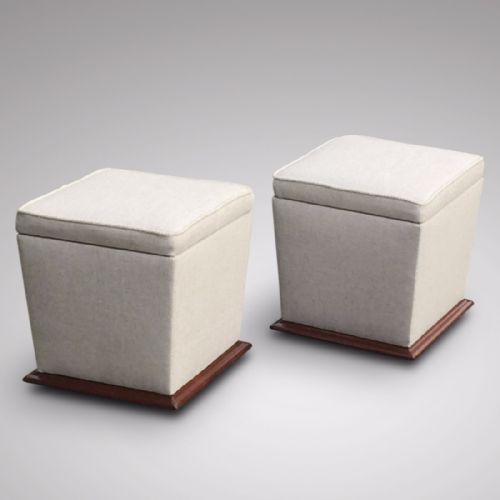 Pair of Victorian Upholstered Mahogany Stools
