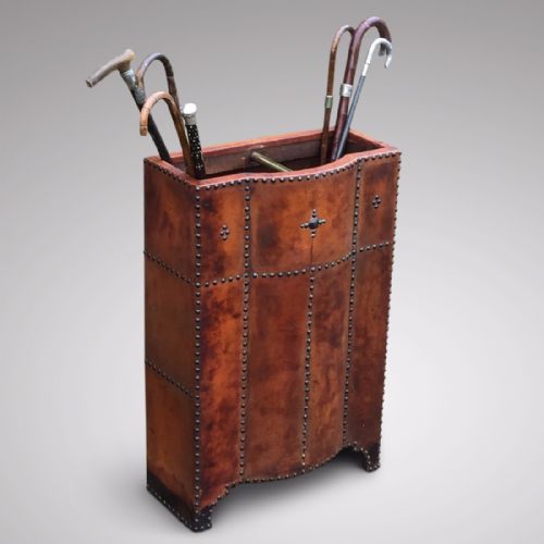 Antique Leather Covered Umbrella Stand