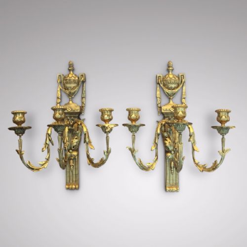 A Stunning Pair of Regency Gilded Wall Sconces
