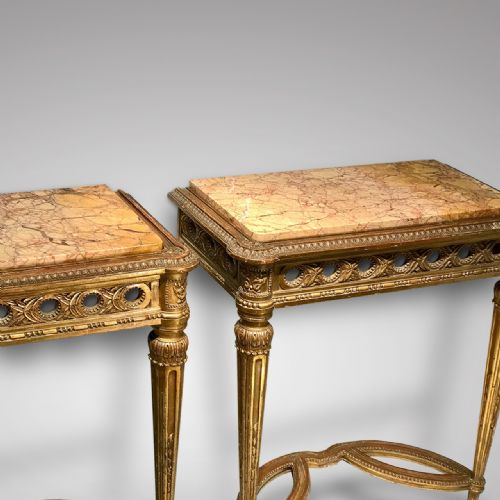 A Pair of Early 20th Century Giltwood Console Tables