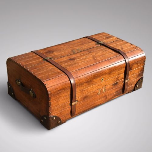 19th Century Teak and Brass Cabin Trunk