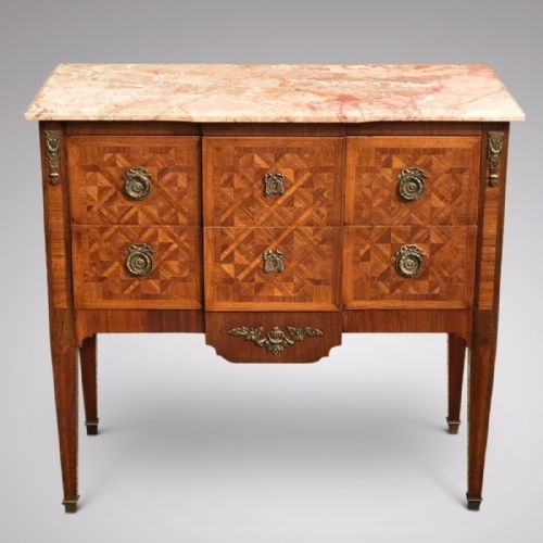 19th Century Walnut & Kingwood Marble Topped Commode