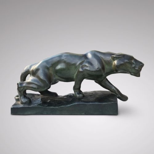 Art Deco Terracotta Sculpture of a Panther by Francisque