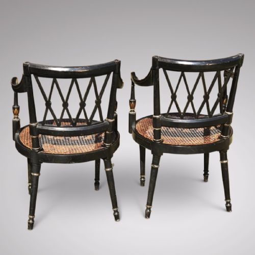 fig 2. A Fabulous Pair of Regency Painted Elbow Chairs