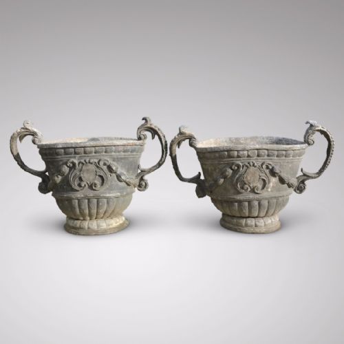 A Fabulous Pair of 18t Century Lead Garden Urns