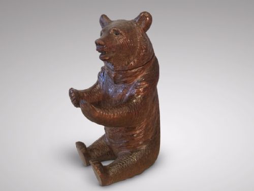 Unusual 19th Century Black Forest Bear Inkwell