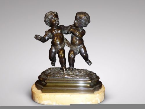 Superb 19th Century Bronze Sculpture of Cupid and Putto
