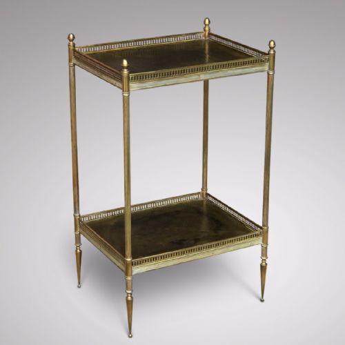 Antique Brass & Leather Lamp/side Table