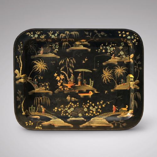 19th Century Papier Mache Chinoiserie Tray