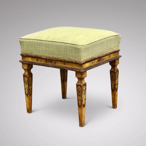 19th Century Stool with Original Painted Decoration