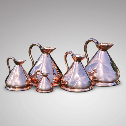 Set of Five 19th Century Copper Harvest Measures