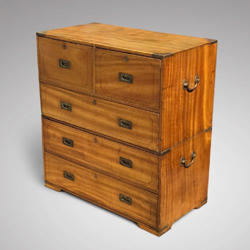19th Century Camphor Wood Campaign Chest of Drawers