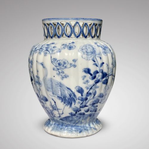 Early 20th Century Chinese Blue and White Lobed Vase