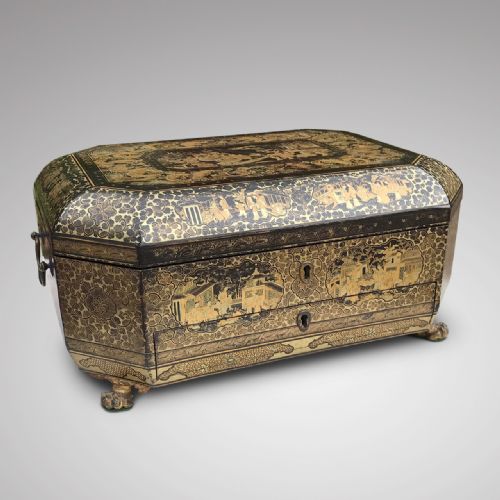 19th Century Lacquered Chinoiserie Chest/box
