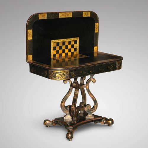 Rare Regency Japanned & Painted Games Table