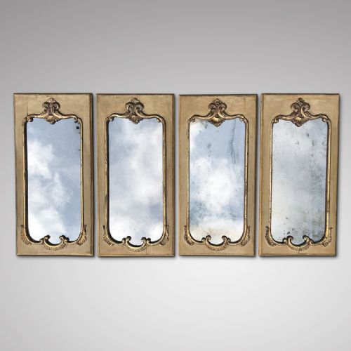 Set of Four 19th Century Italian Painted & Parcel Gilt Mirrors