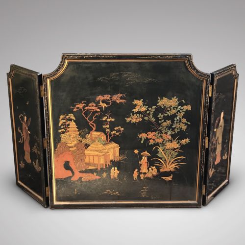 A Large 19th Century Chinoiserie Folding Firescreen