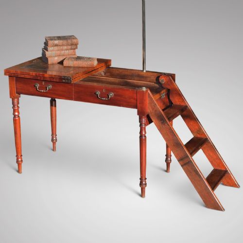 19th Century Mahogany Metamorphic Library Table/steps
