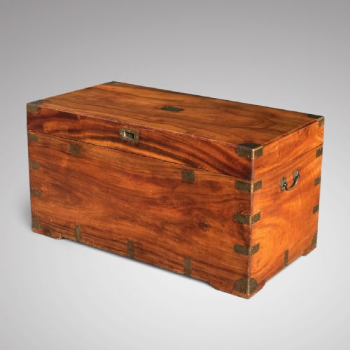 Huge 19th Century Ah Foo Camphor Wood Campaign Trunk