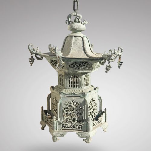 Antique Japanese Bronze Pagoda Shaped Lantern