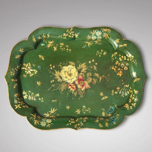 Victorian Green Papier Mache Tray