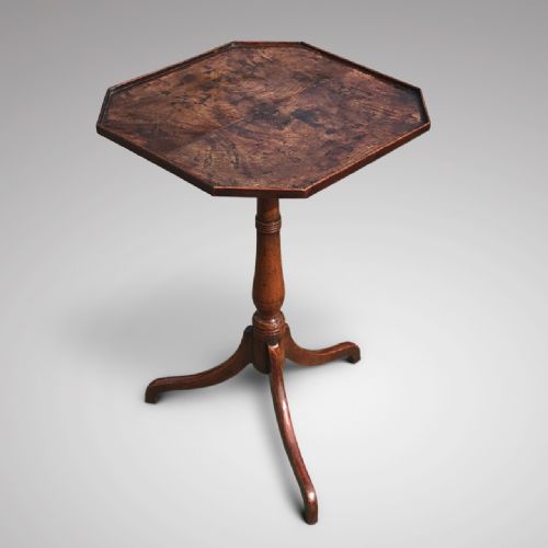 Georgian Octagonal Oak & Fruitwood Pillar Table
