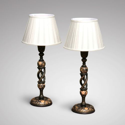 Pair of 19th Century Kashmir Table Lamps