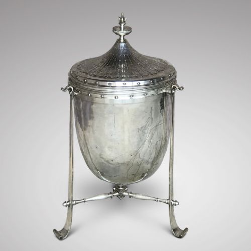 A Regency Silvered Brass Urn Shaped Coal Bin