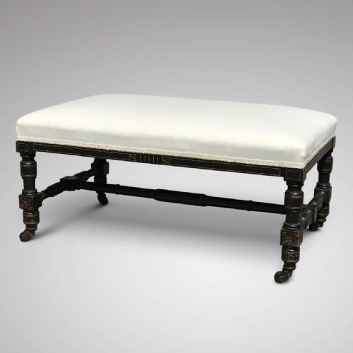 Large 19th Century Aesthetic Movement Upholstered Foot Stool