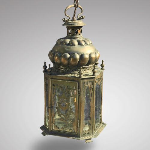 19th Century Dutch Octagonal Metal Hall Lantern