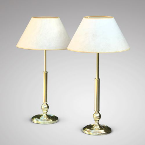 Matched Pair of Antique Brass Table Lamps