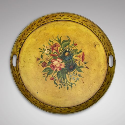 19th Century Yellow Toleware Tray