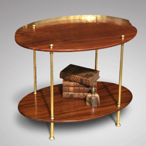Early 20th Century Mahogany and Brass Oval Tiered Table/etagere