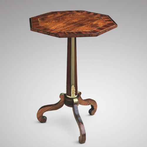 Regency Octagonal Brass Inlaid Rosewood Lamp Table